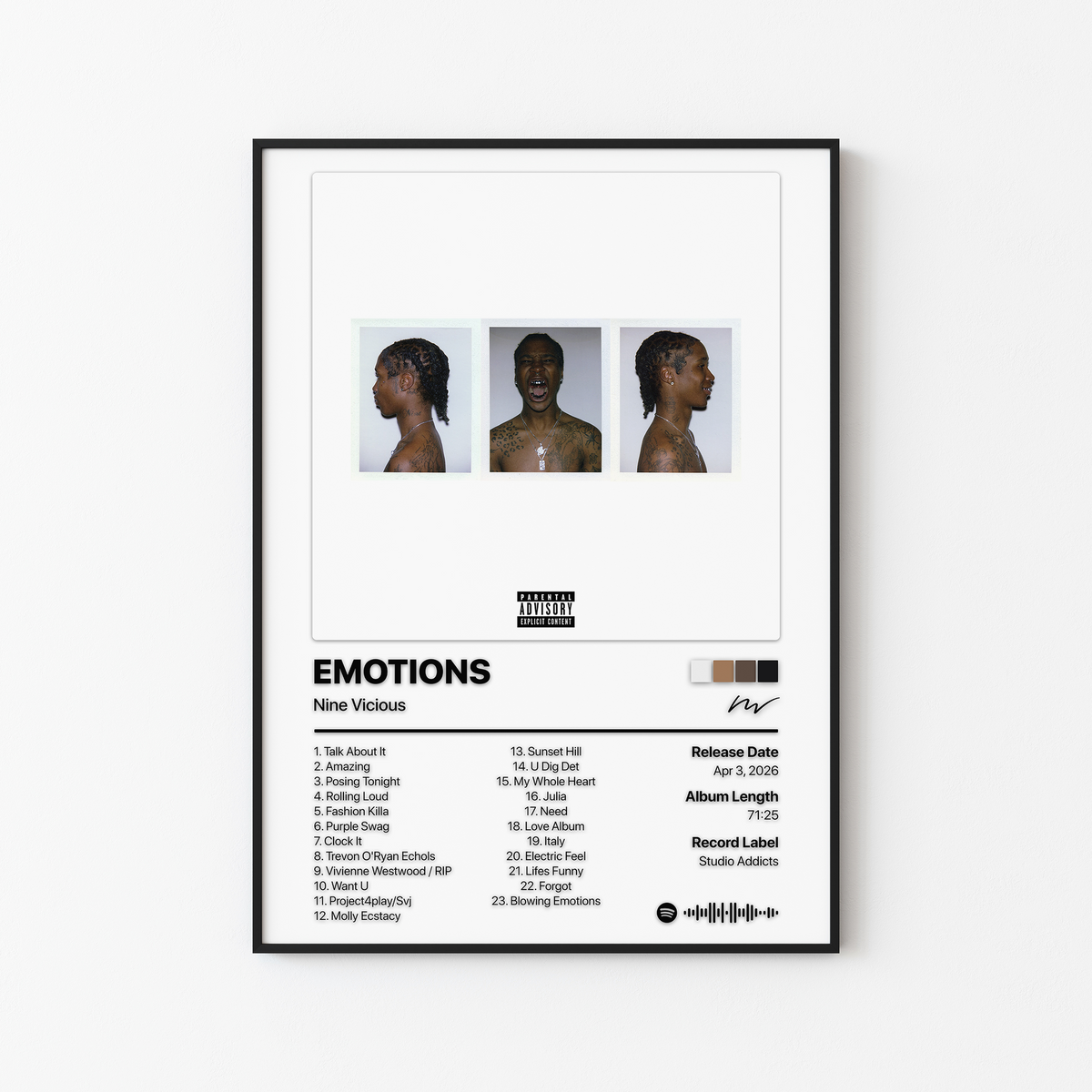 Nine Vicious EMOTIONS Album Poster