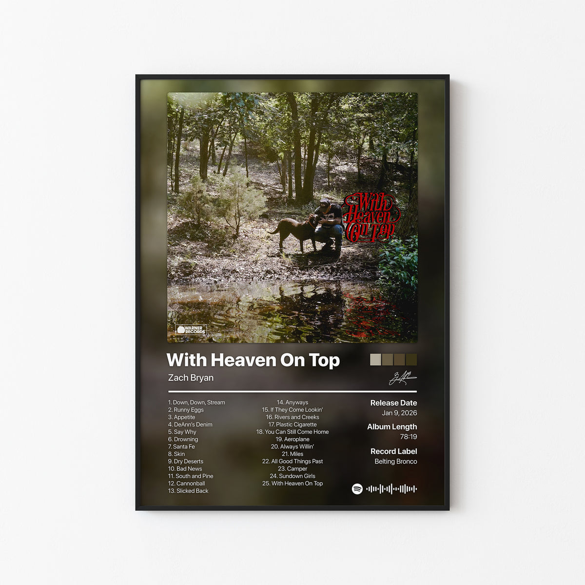 Zach Bryan With Heaven On Top Album Poster