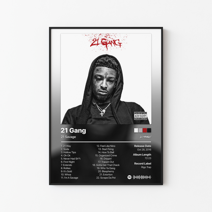 21 Savage 21 Gang Album Poster