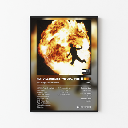21 Savage NOT ALL HEROES WEAR CAPES Album Poster