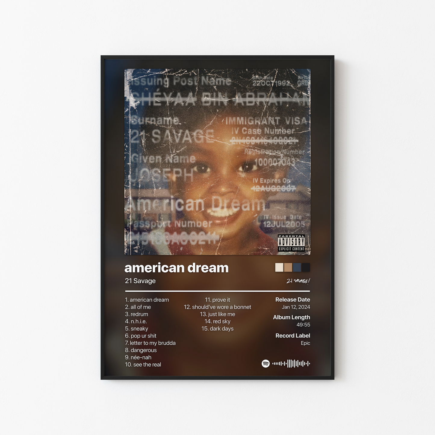 21 Savage american dream Album Poster