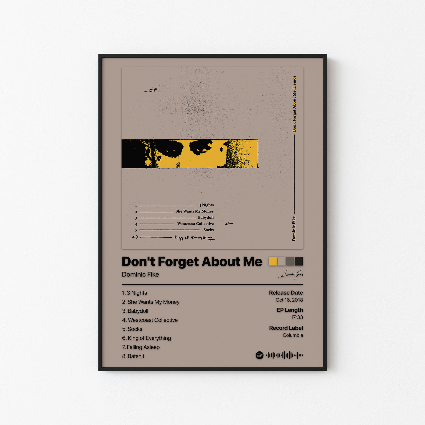 Dominic Fike Don't Forget About Me, Demos Album Poster