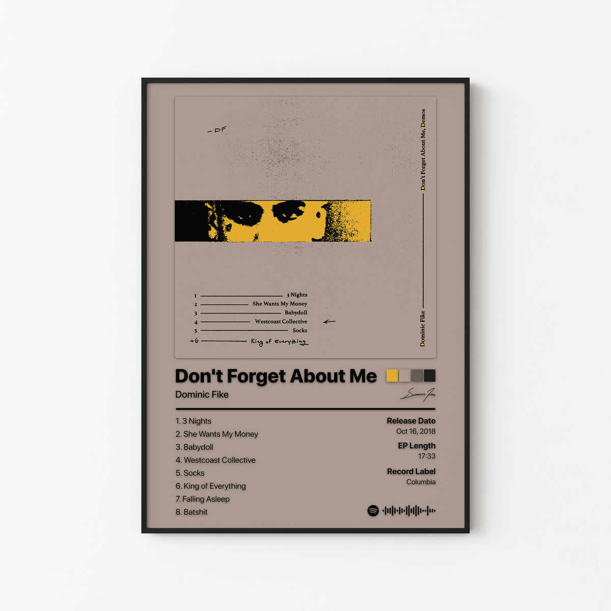 Dominic Fike Don't Forget About Me, Demos Album Poster