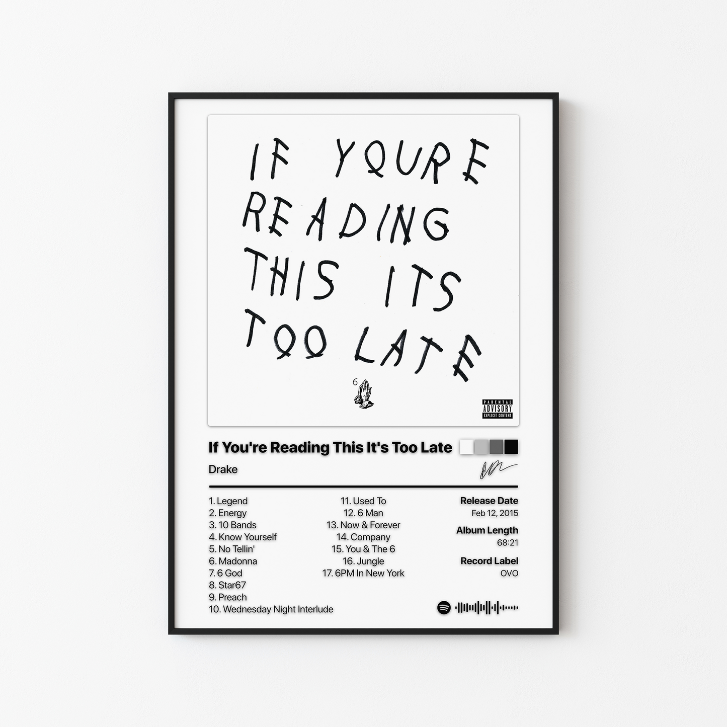 Drake If You're Reading This It's Too Late Album Poster
