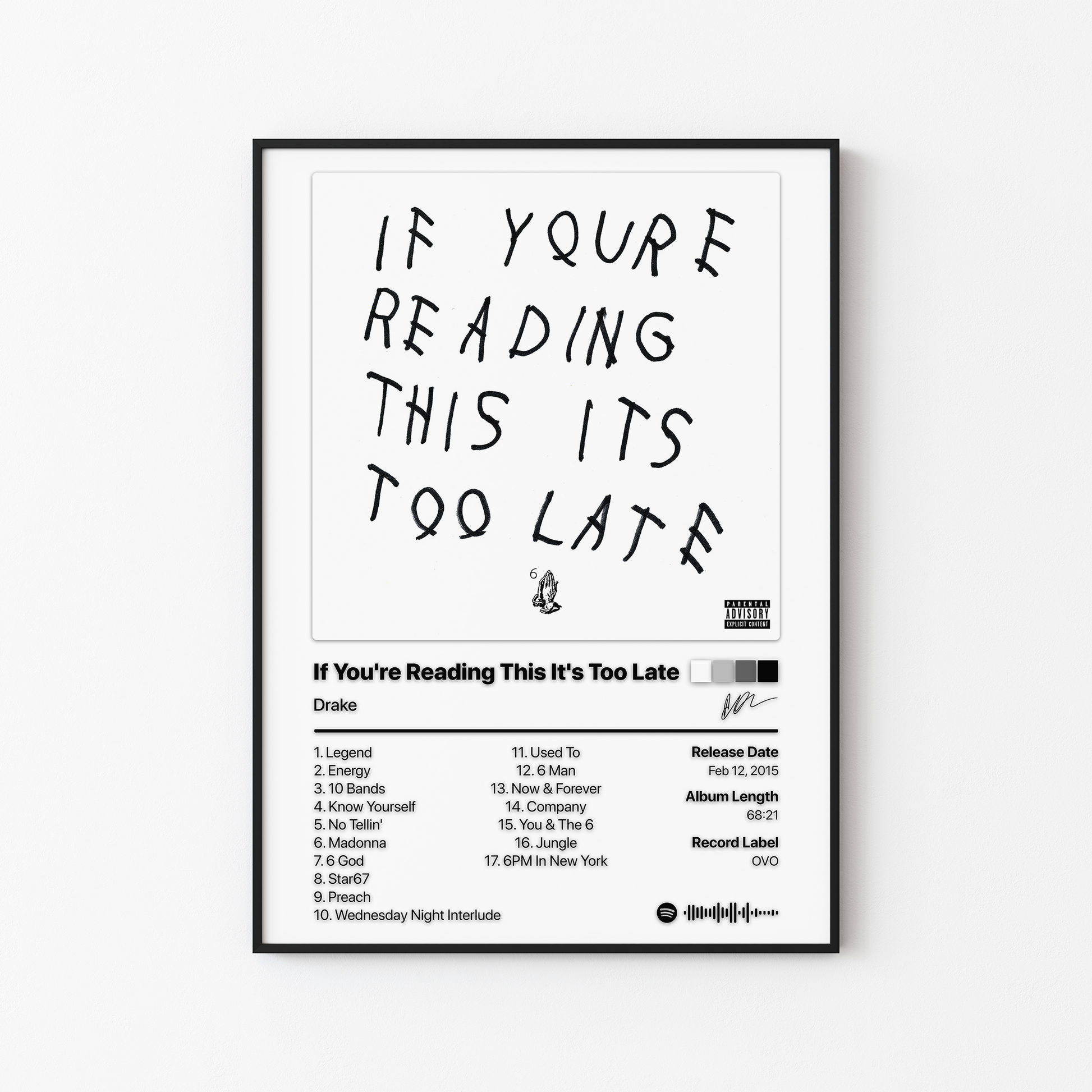 Drake If You're Reading This It's Too Late Album Poster