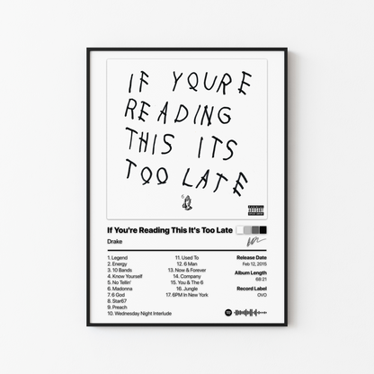 Drake If You're Reading This It's Too Late Album Poster