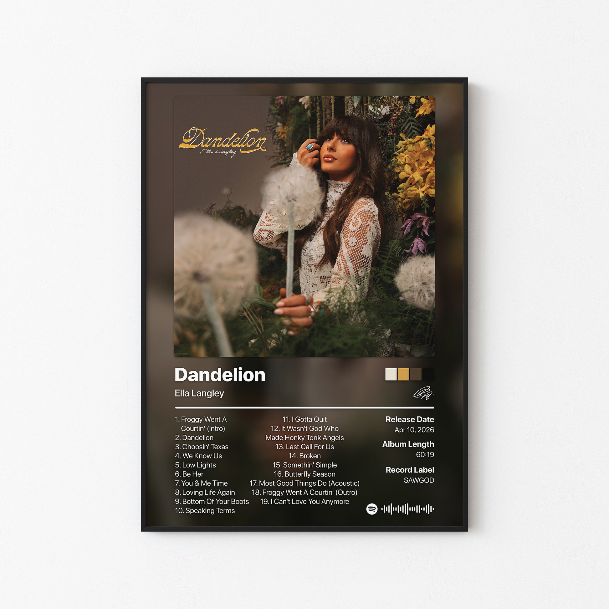 Ella Langley Dandelion Album Poster