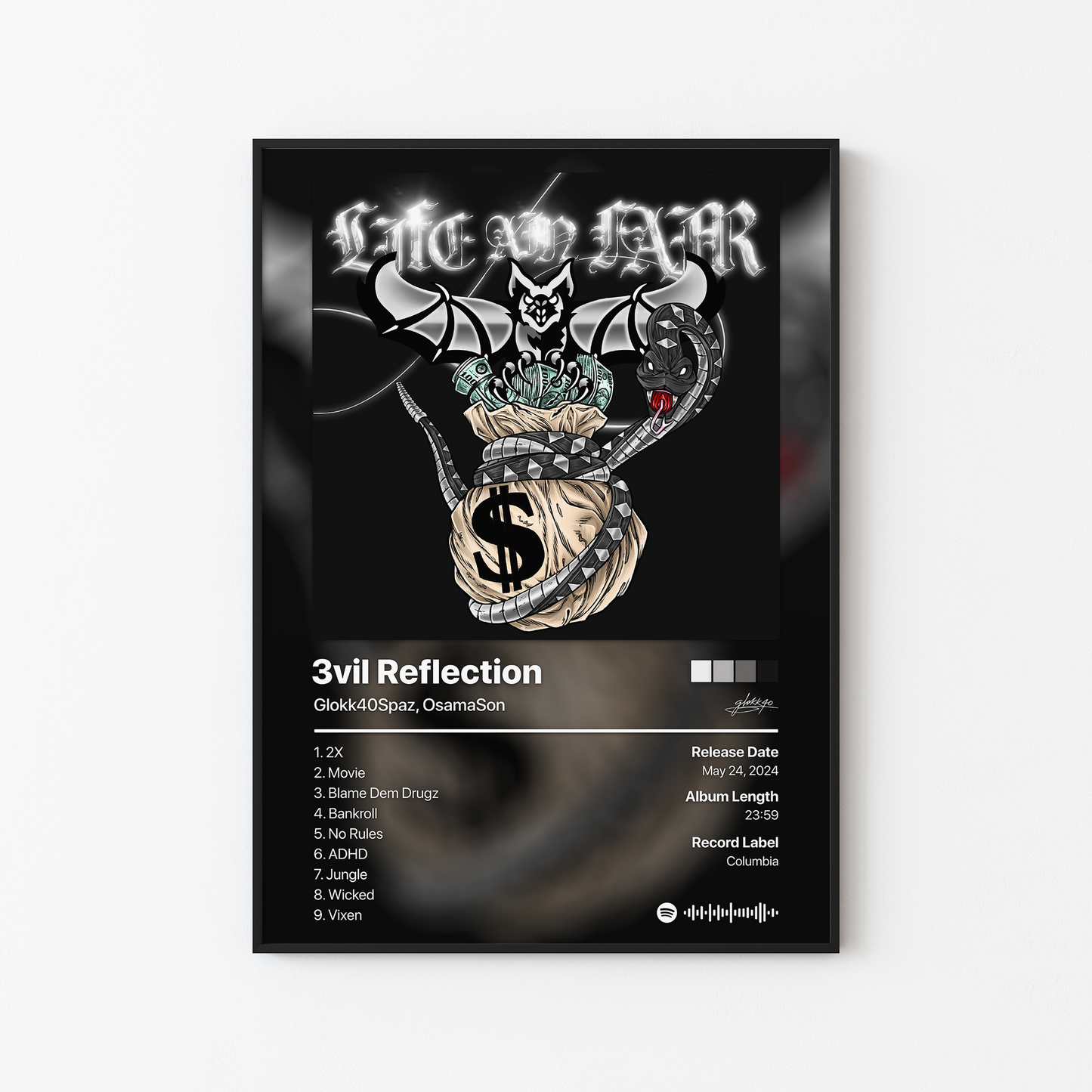 Glokk40Spaz 3vil Reflection Album Poster