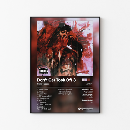 Glokk40Spaz Don't Get Took Off 3 Album Poster