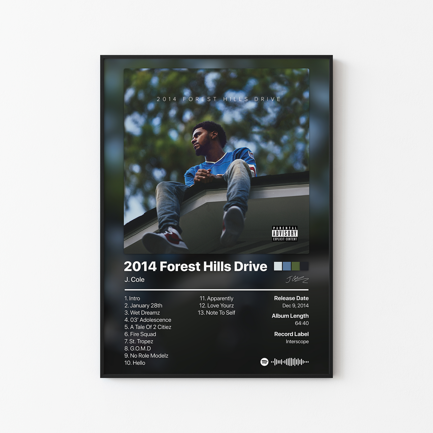J. Cole 2014 Forest Hills Drive Album Poster
