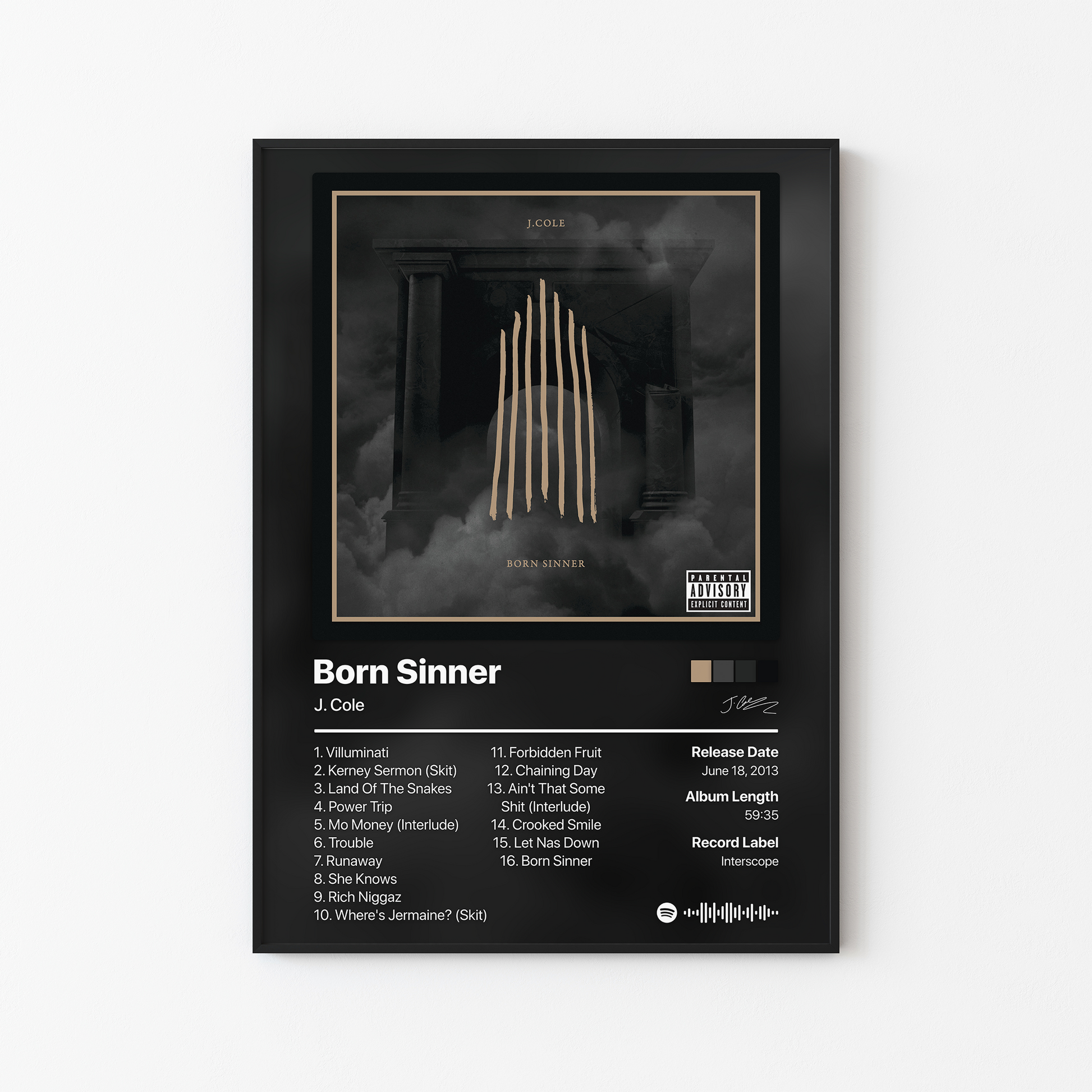 J. Cole Born Sinner Album Poster