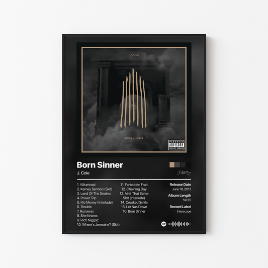 J. Cole Born Sinner Album Poster