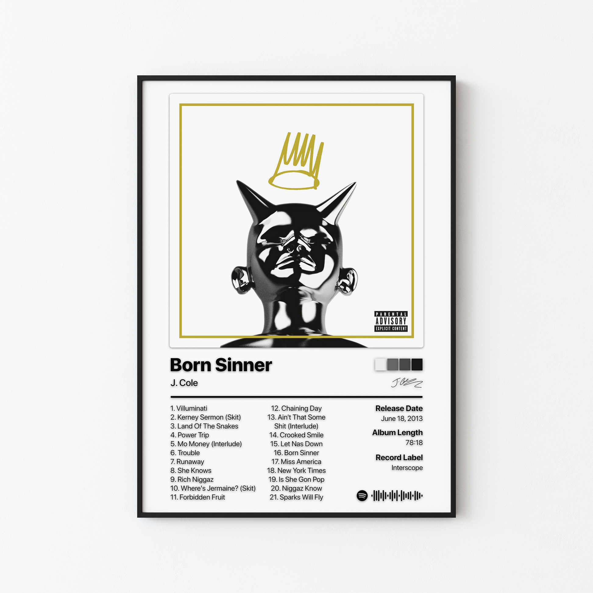 J. Cole Born Sinner (Deluxe) Album Poster