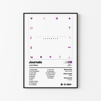 Justin Bieber Journals Album Poster