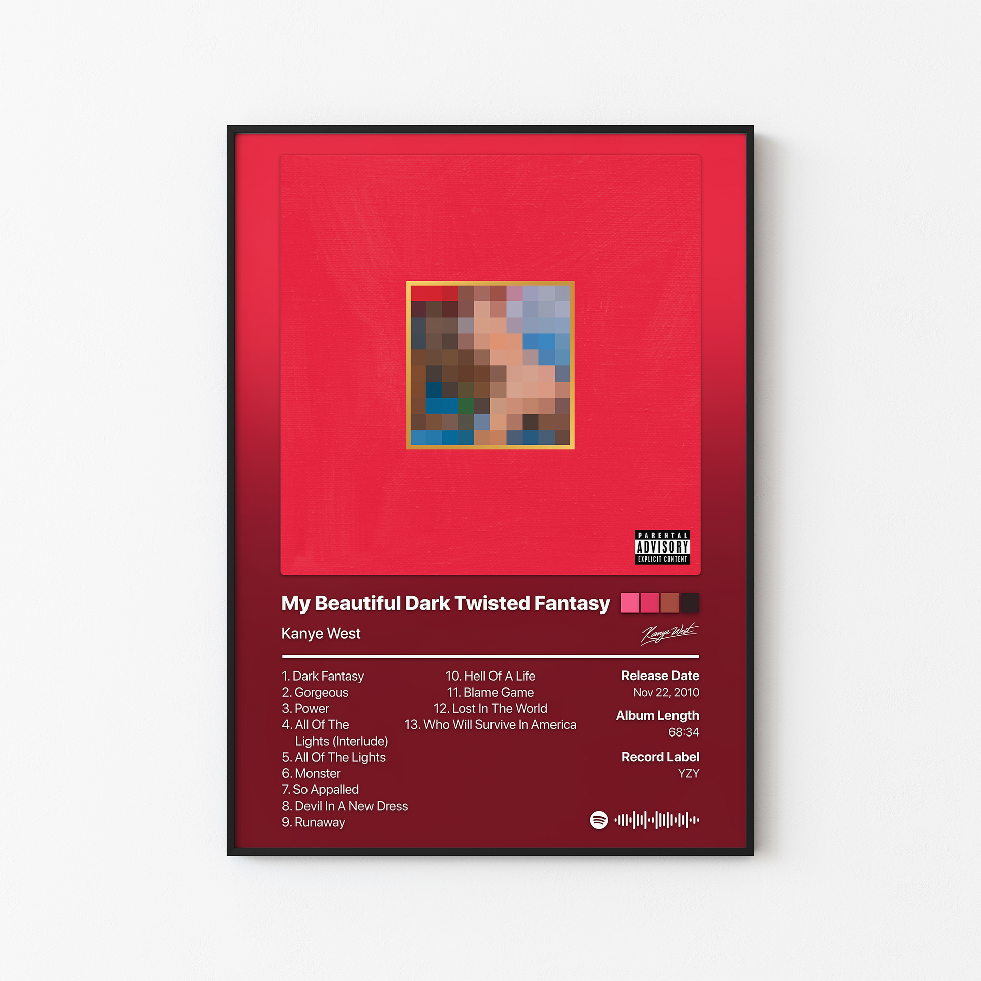 Kanye West My Beautiful Dark Twisted Fantasy Album Poster