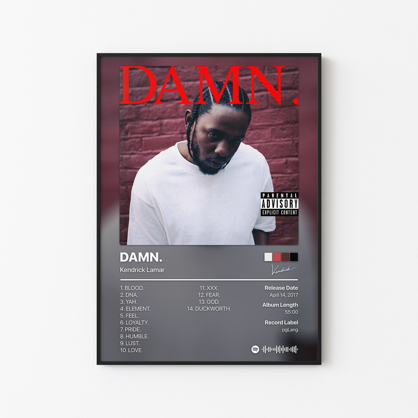 Kendrick Lamar DAMN. Album Poster