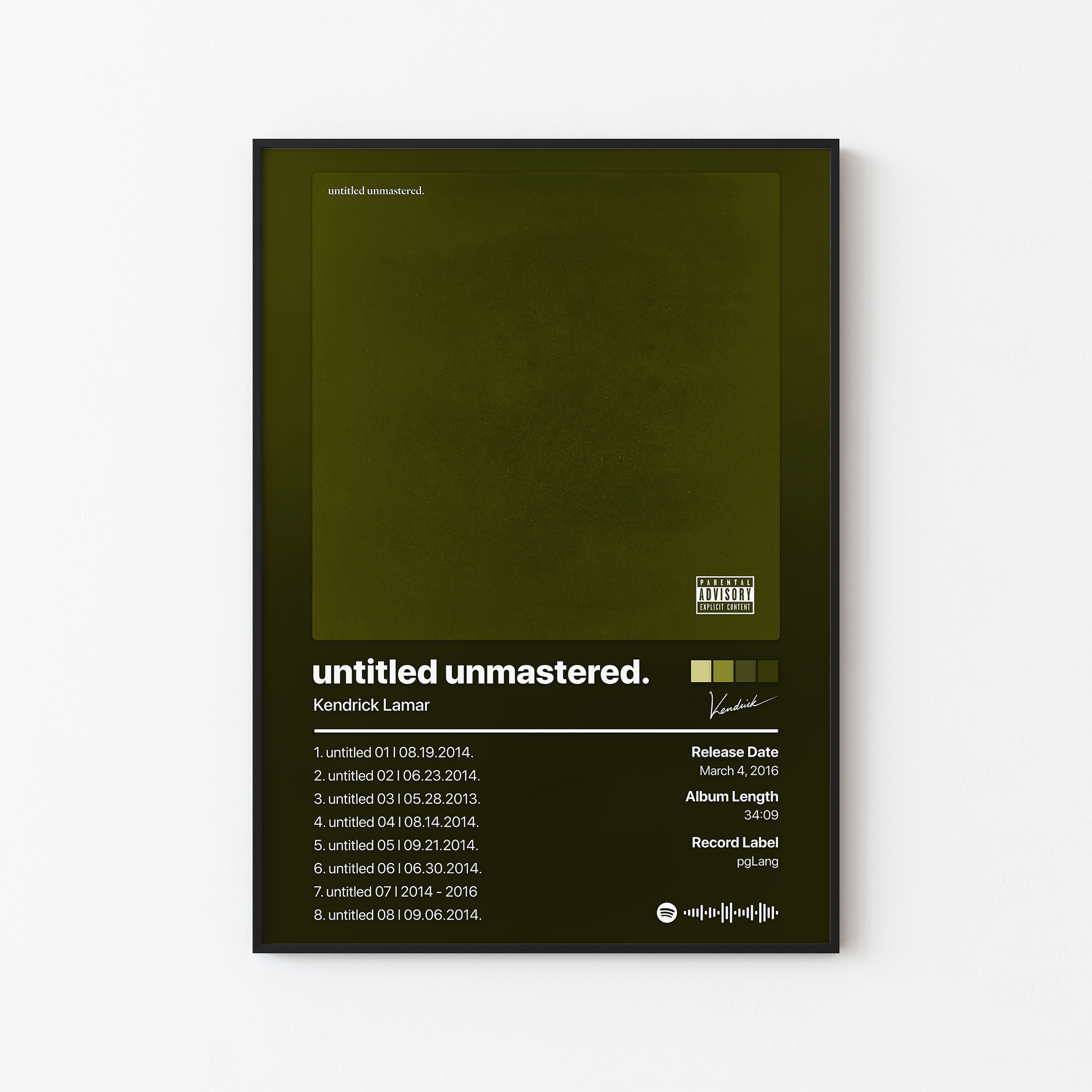 Kendrick Lamar untitled unmastered. Album Poster