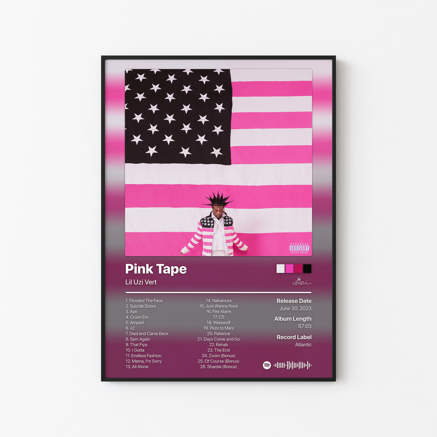 Lil Uzi Vert Pink Tape Album Poster