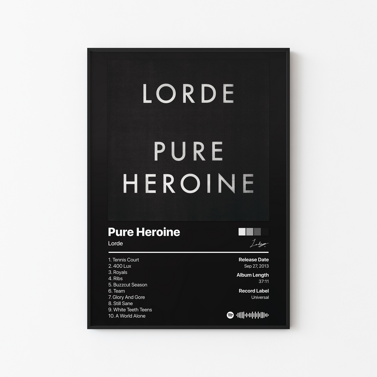 Lorde Pure Heroine Album Poster