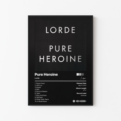 Lorde Pure Heroine Album Poster