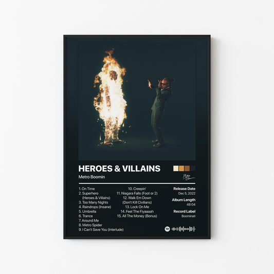 Metro Boomin HEROES & VILLAINS (Heroes Version) Album Poster