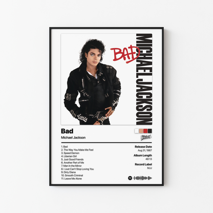 Michael Jackson Bad Album Poster