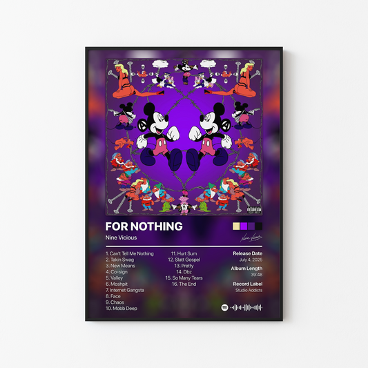 Nine Vicious FOR NOTHING Album Poster