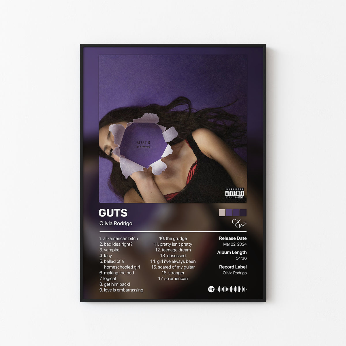 Olivia Rodrigo GUTS (spilled) Album Poster