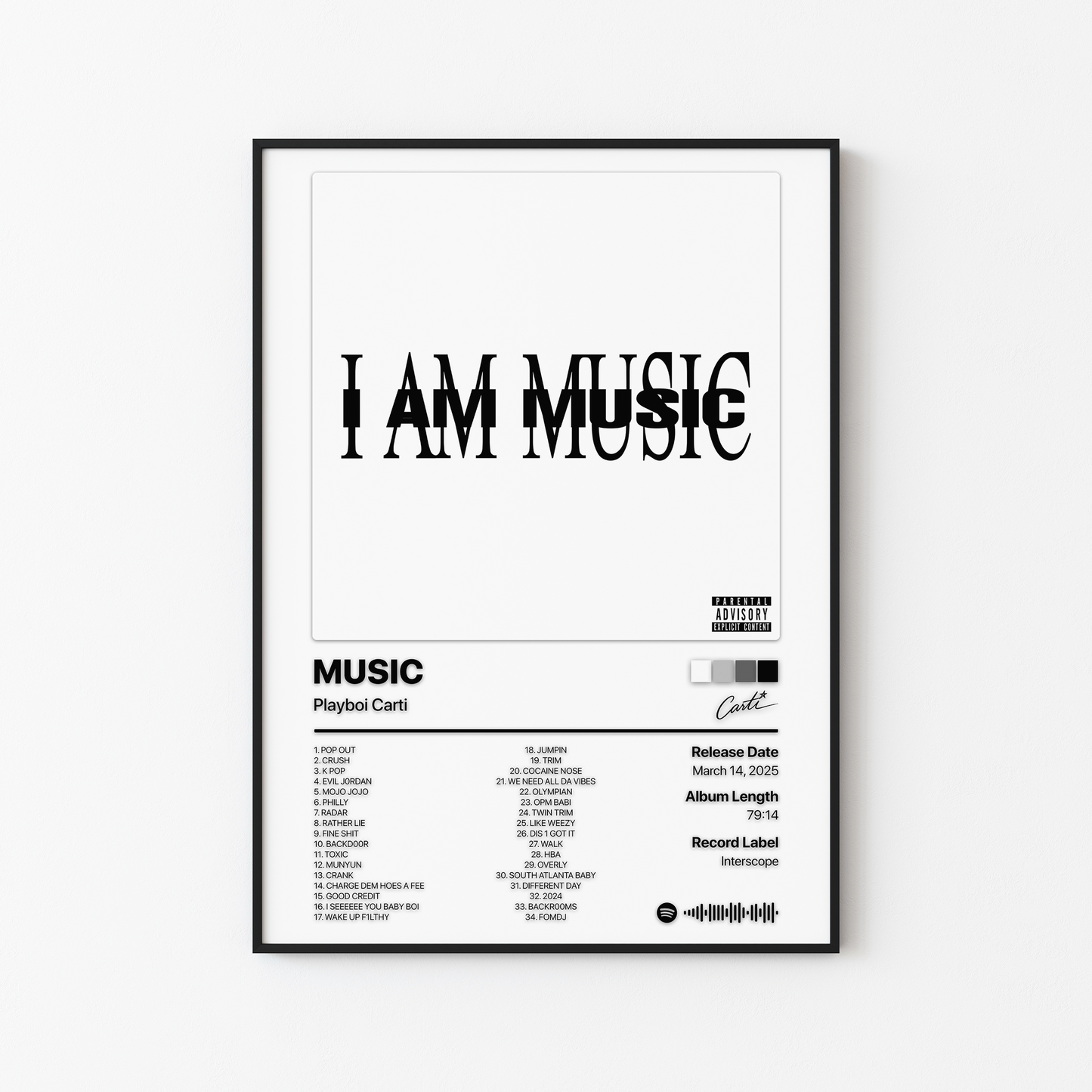 Playboi Carti MUSIC Album Poster