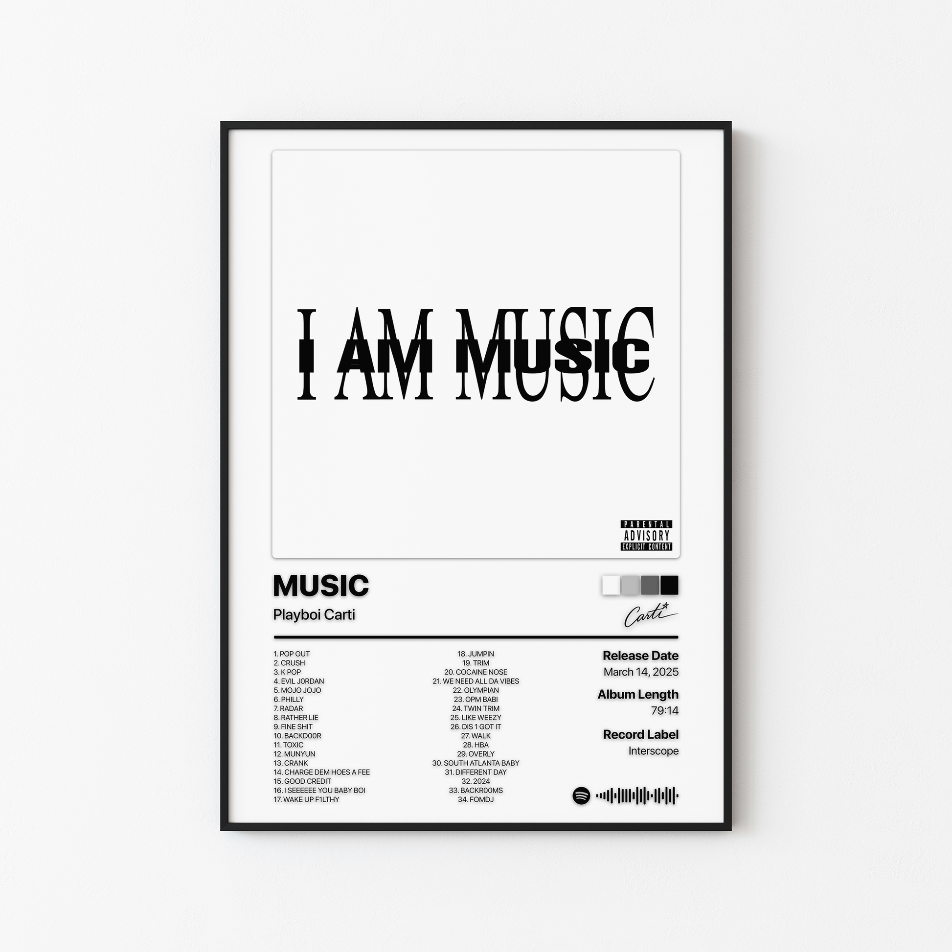 Playboi Carti MUSIC Album Poster