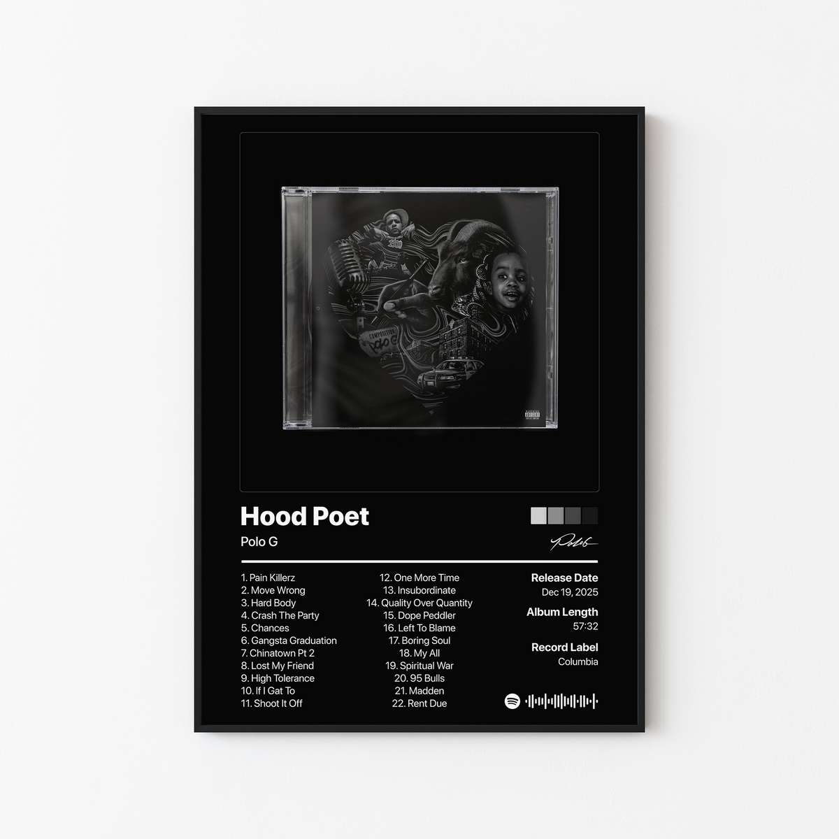 Polo G Hood Poet: Black Heart Edition Album Poster