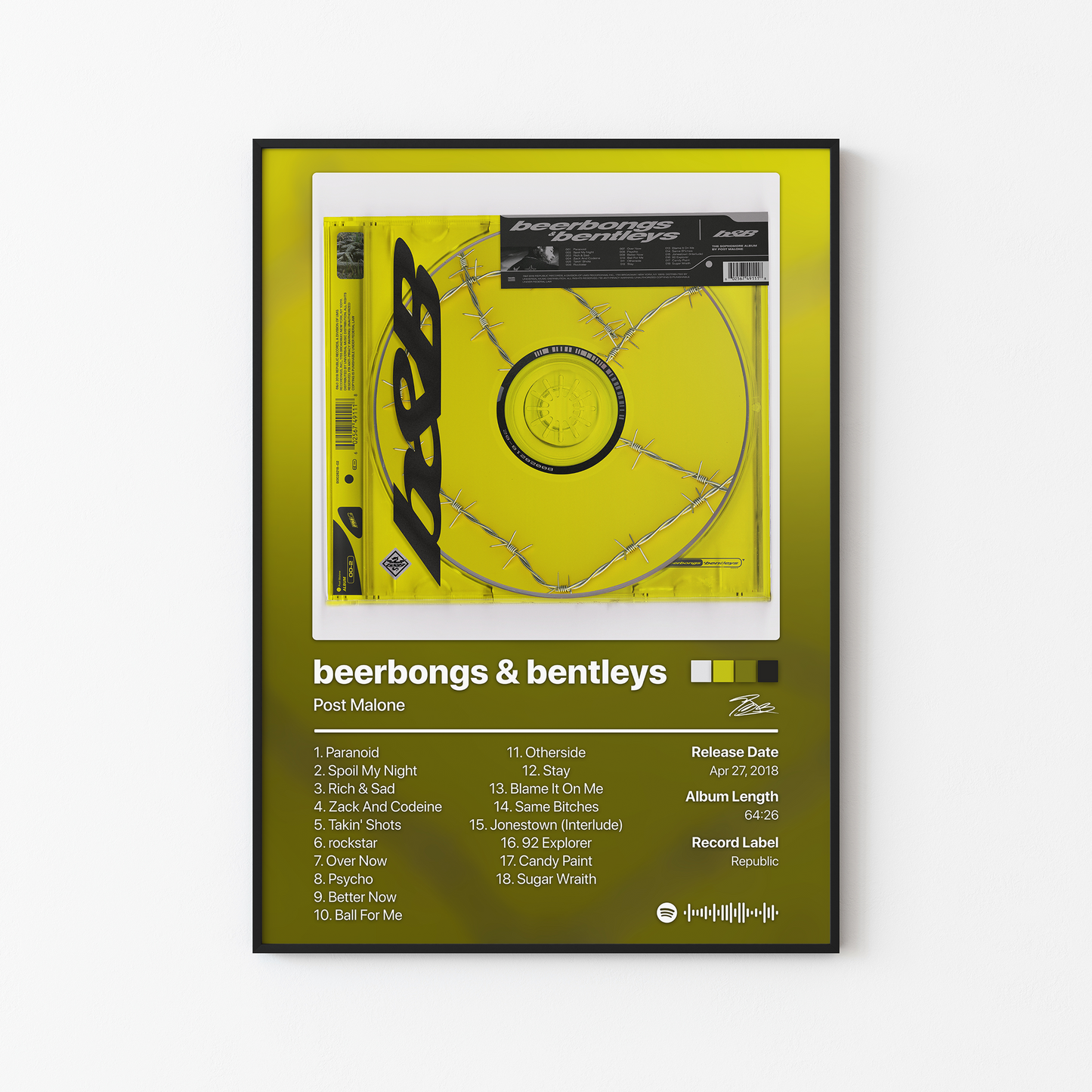 Post Malone beerbongs & bentleys Album Poster