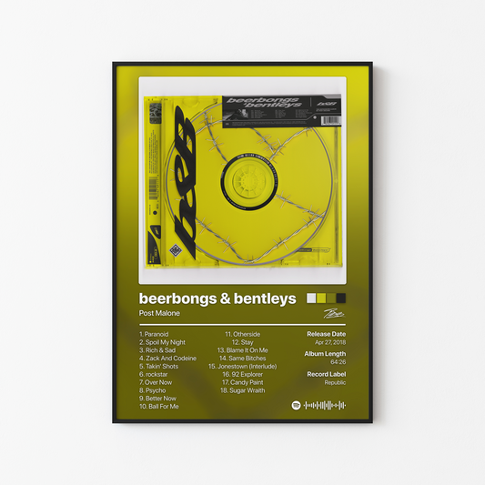 Post Malone beerbongs & bentleys Album Poster