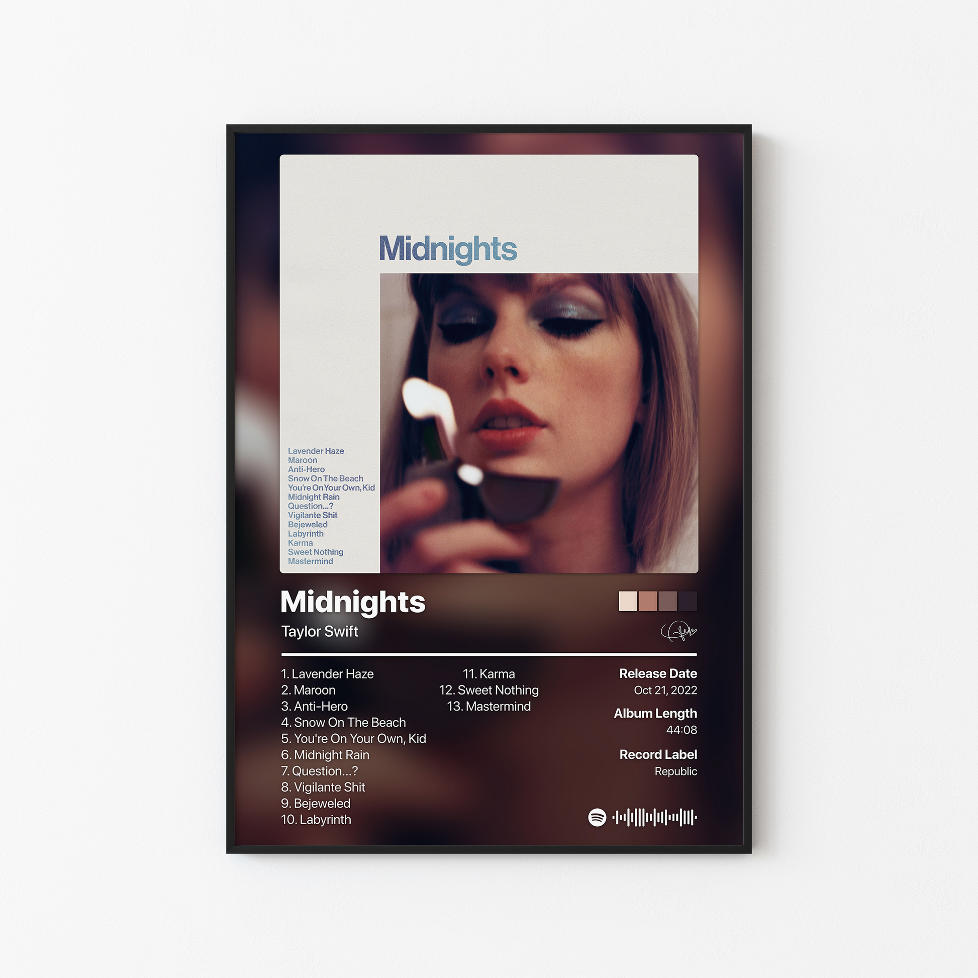 Taylor Swift Midnights Album Poster
