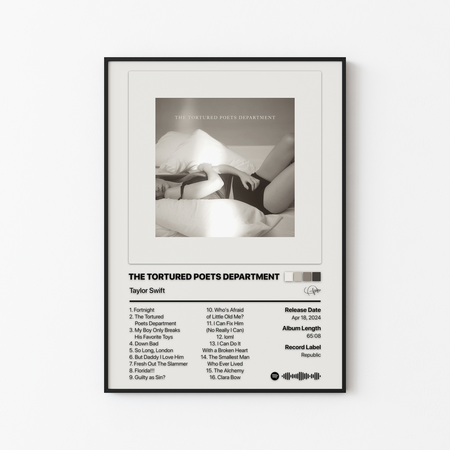 Taylor Swift THE TORTURED POETS DEPARTMENT Album Poster