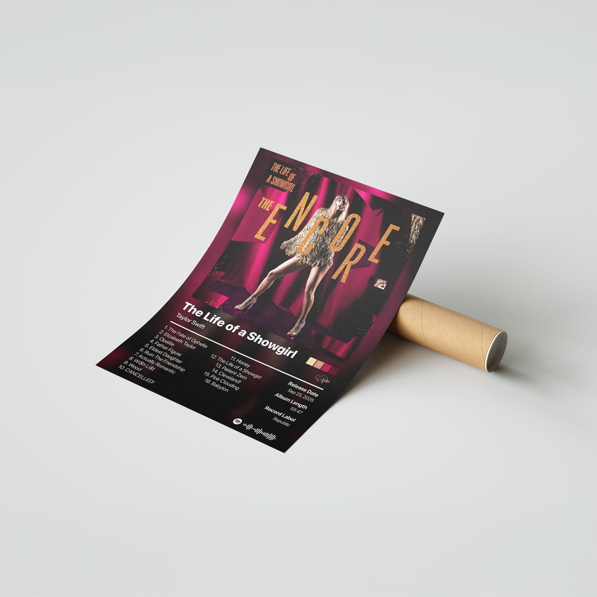 Taylor Swift The Life of a Showgirl: The Encore Album Poster
