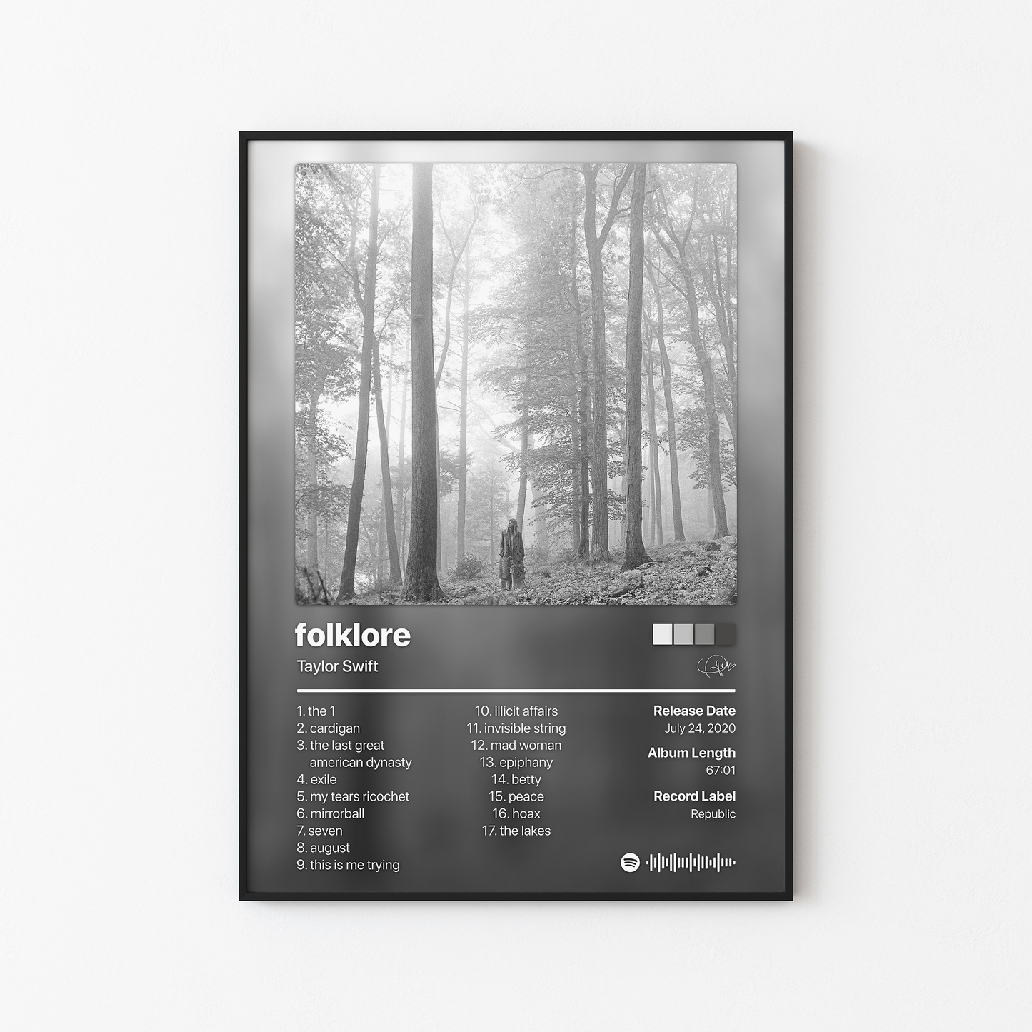 Taylor Swift folklore Album Poster