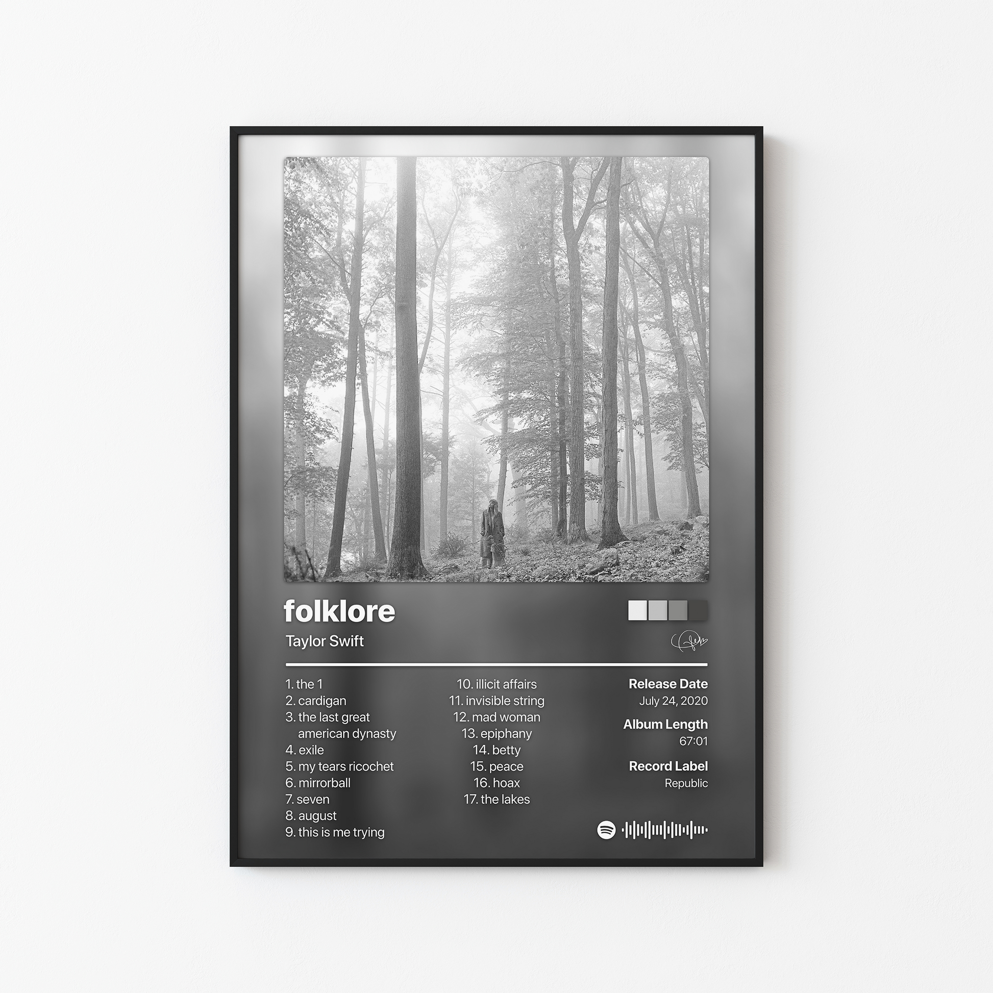 Taylor Swift folklore Album Poster