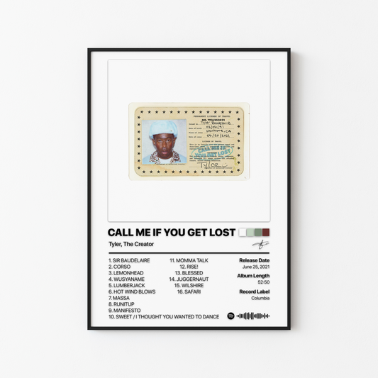 Tyler, The Creator CALL ME IF YOU GET LOST Album Poster