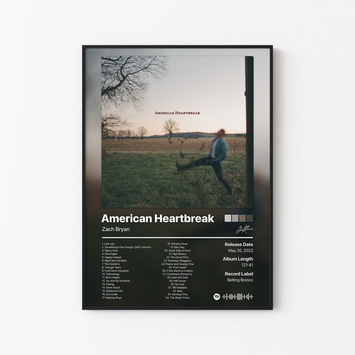 Zach Bryan American Heartbreak Album Poster