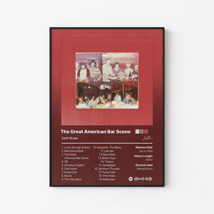 Zach Bryan The Great American Bar Scene Album Poster