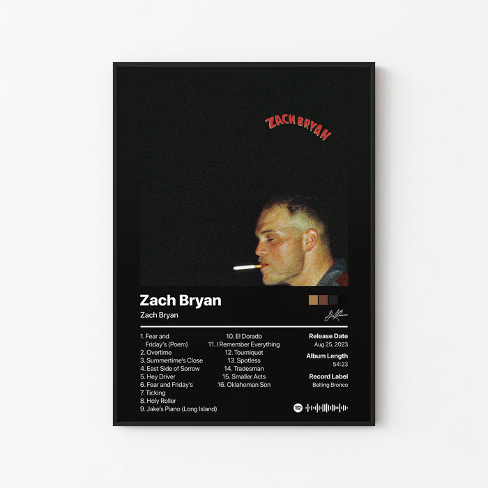 Zach Bryan Zach Bryan Album Poster